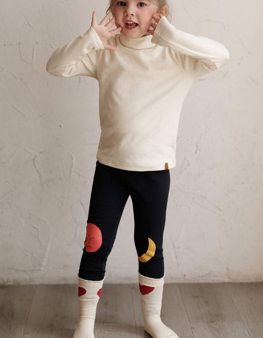 レギンス 太陽 月 プリント キッズ ストレッチ ボトムス【mh0011567】