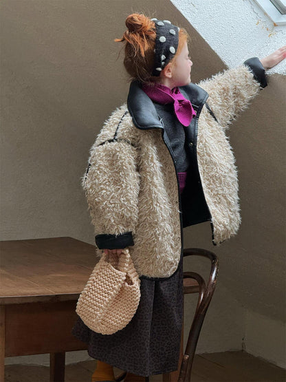 ミドル丈コート ボア切替 レザーライク リバーシブル アウター ジャケット【mh0011731】