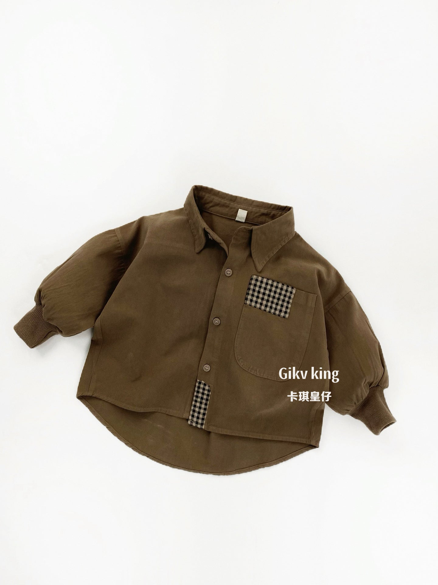 Plaid Patchwork Lantern Sleeve Shirt チェック パッチワーク シャツ【mh0012562】