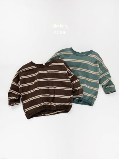 Striped Dropped Shoulder Long Sleeve Top [mh0012561]