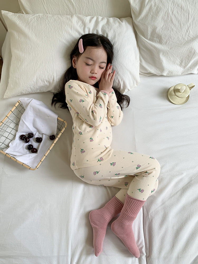 Long Sleeve Printed Pajamas 長袖 プリント パジャマ セット【mh0012243】