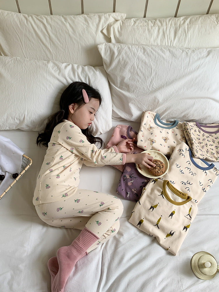 Long Sleeve Printed Pajamas 長袖 プリント パジャマ セット【mh0012243】