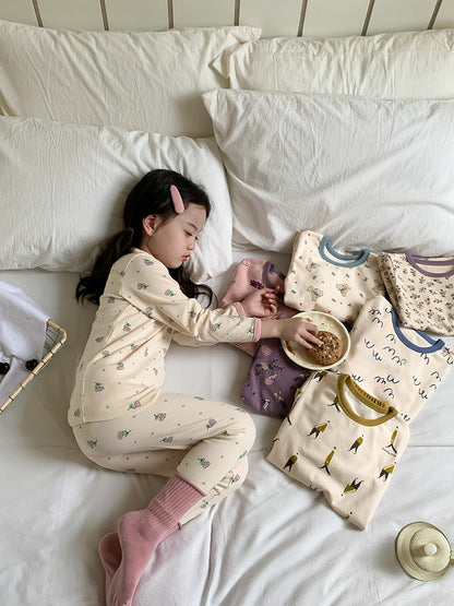 Long Sleeve Printed Pajamas 長袖 プリント パジャマ セット【mh0012243】