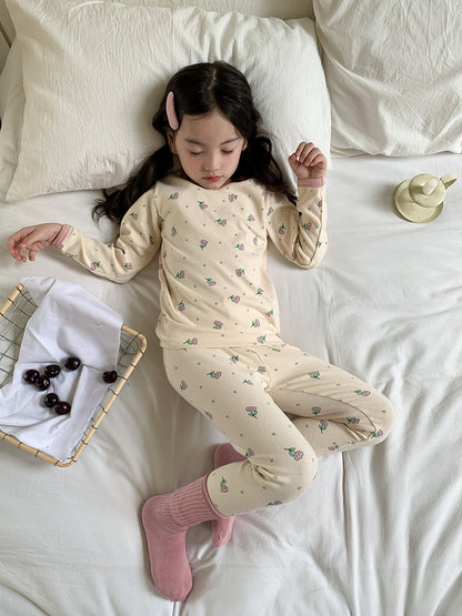 Long Sleeve Printed Pajamas 長袖 プリント パジャマ セット【mh0012243】