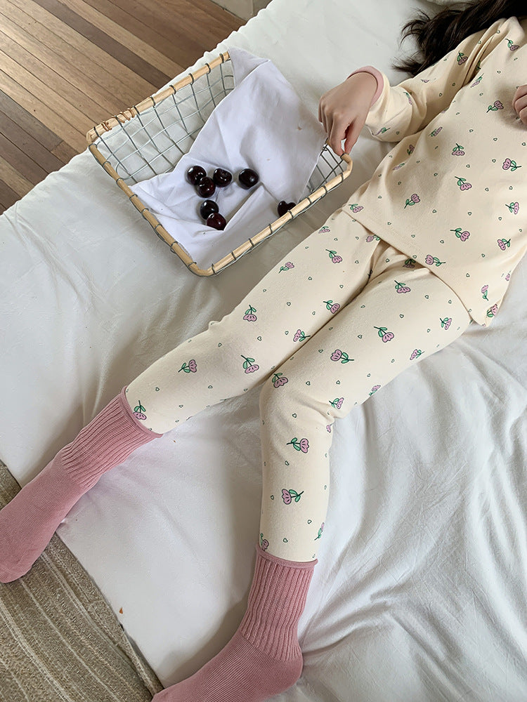 Long Sleeve Printed Pajamas 長袖 プリント パジャマ セット【mh0012243】