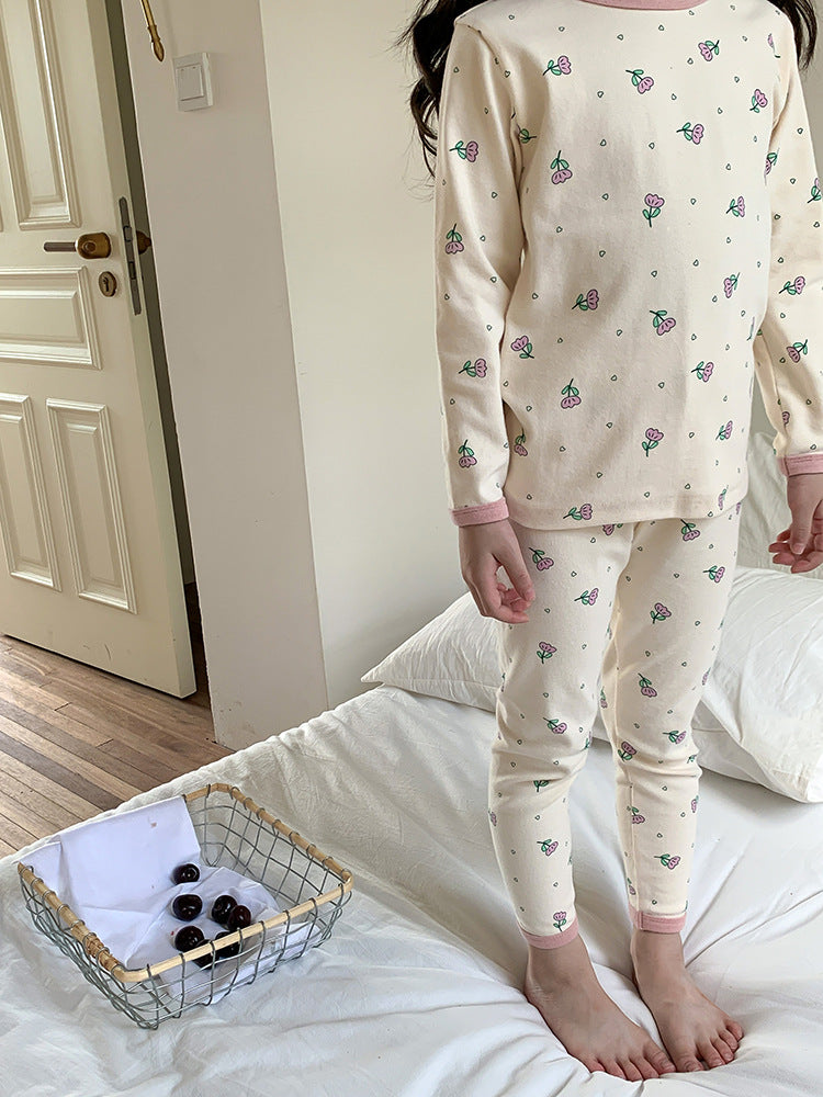 Long Sleeve Printed Pajamas 長袖 プリント パジャマ セット【mh0012243】