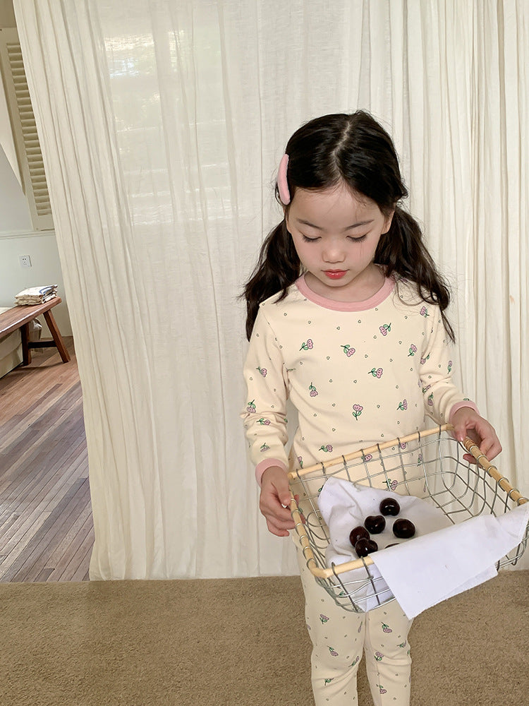 Long Sleeve Printed Pajamas 長袖 プリント パジャマ セット【mh0012243】