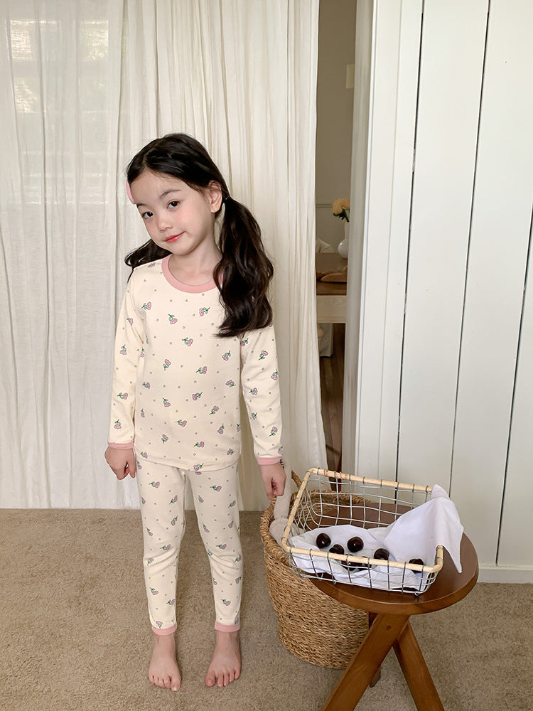 Long Sleeve Printed Pajamas 長袖 プリント パジャマ セット【mh0012243】