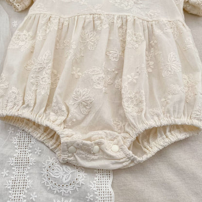 Embroidered Puff Sleeve Romper And Dress 刺繍 パフスリーブ ロンパース ワンピース【mh0013166】