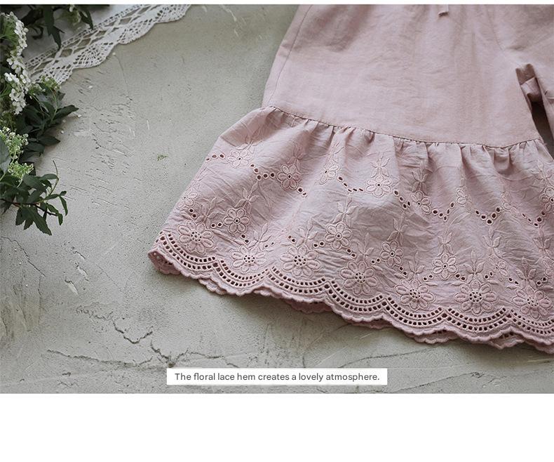 Lace Hem Wide-Leg Pants 刺繍レース ガウチョパンツ【mh0012990】
