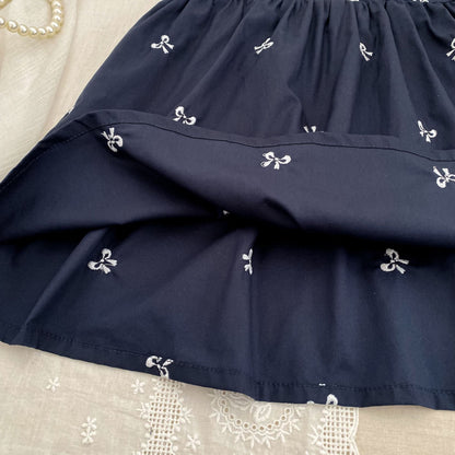 Bow Embroidery Ruffle Romper Dress ラッフル ロンパース ワンピース【mh0013161】