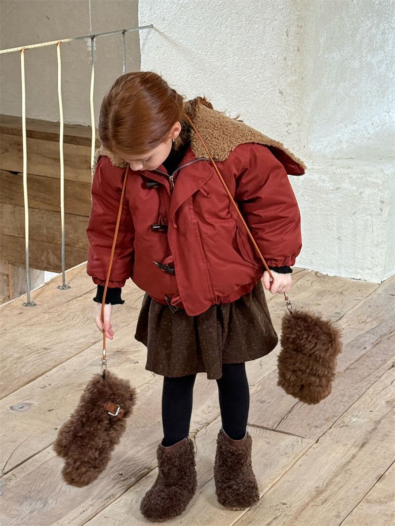 ジャケット 中綿 ボア襟 ダッフル風 トグルボタン ショート丈 アウター【mh0011615】