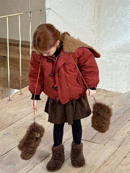 ジャケット 中綿 ボア襟 ダッフル風 トグルボタン ショート丈 アウター【mh0011615】