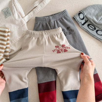 レギンスパンツ 裏起毛 バイカラー ドッキング リブ ボトムス【mh0011609】