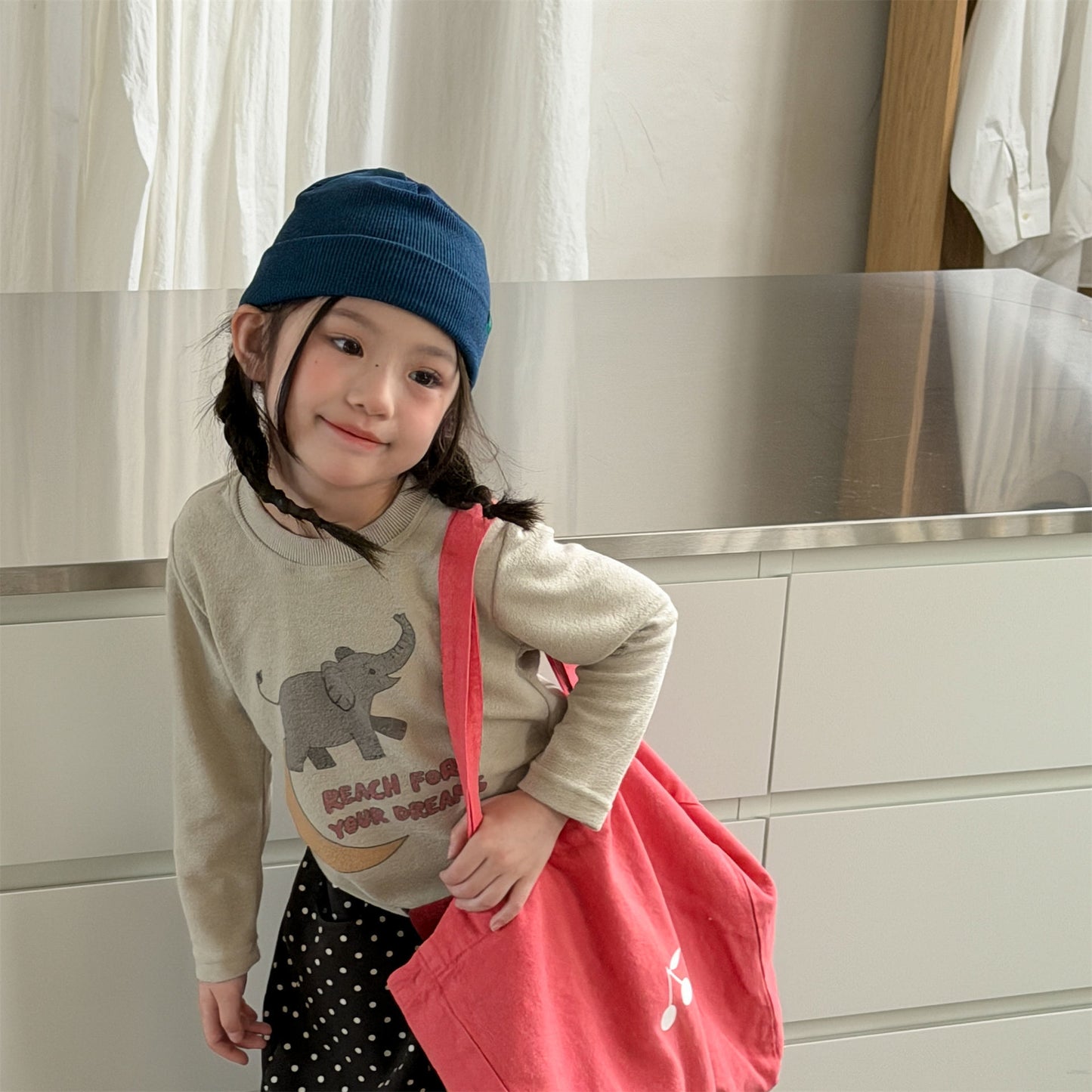 Kids Elephant Print Long Sleeve T-shirt [mh0014054]