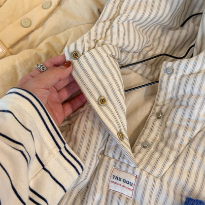 パフジャケット フーディ ストライプ プルオーバー アウター 中綿【mh0011613】