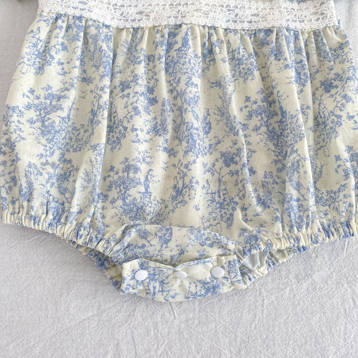 Floral Lace Collar Romper Dress パフスリーブ ロンパース 半袖ワンピース【mh0013164】