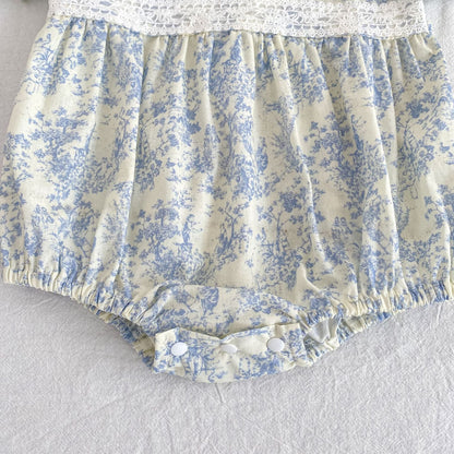 Floral Lace Collar Romper Dress パフスリーブ ロンパース 半袖ワンピース【mh0013164】
