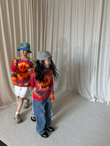 yummy&rocky | Tie Dye Smiley Cotton Long Sleeve T-Shirt [mh0020168]