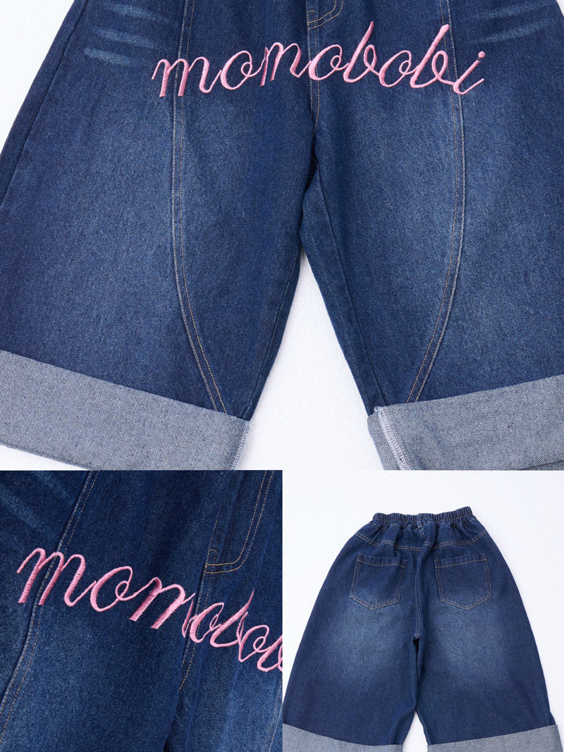Letter Embroidered Denim Pants 刺繍 デニムパンツ【mh0013003】