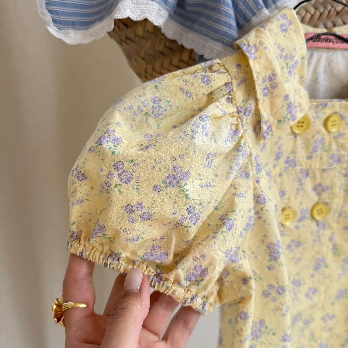 Puff Sleeve Floral Cotton Shirt パフスリーブ フラワー コットン シャツ【mh0012656】