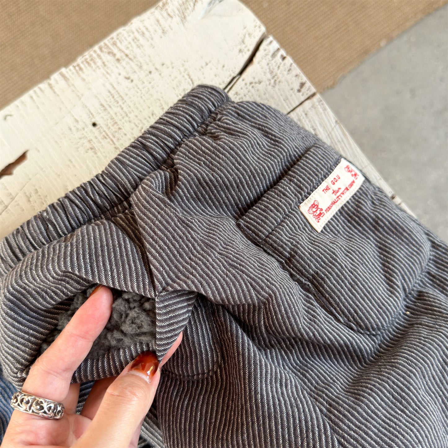 ストライプパンツ 裏ボア ジョガー スウェット カジュアル ボトムス【mh0011605】