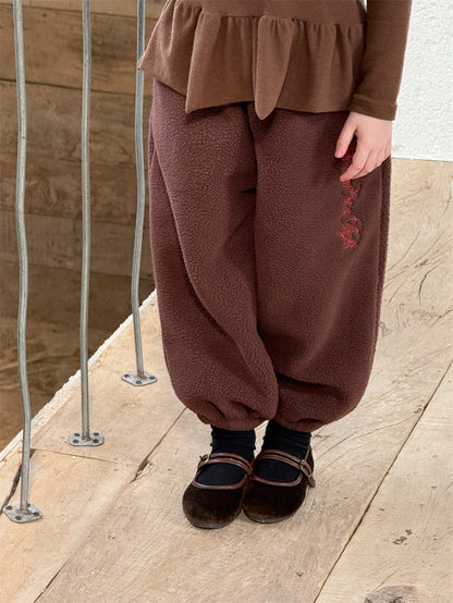 ボアパンツ ジョガー 裏起毛 ロゴ刺繍 ゆったり カジュアル ボトムス【mh0011623】