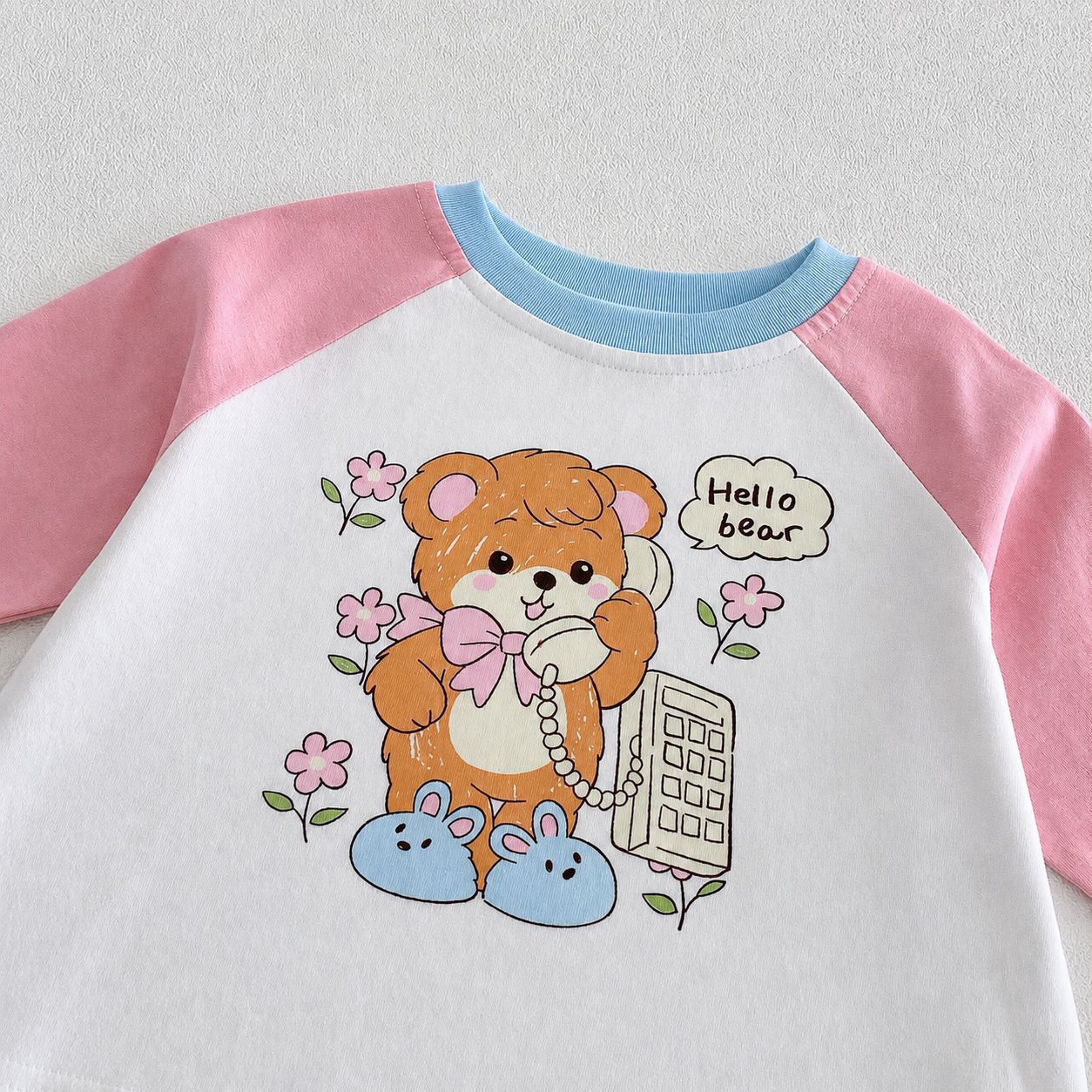 キッズ キャラクタープリント 配色ラグラン 長袖Tシャツ【mh0014040】