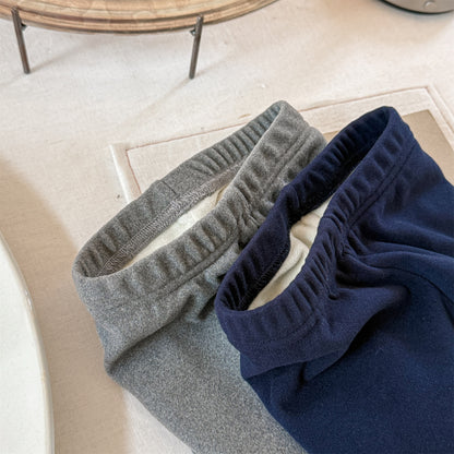 レギンスパンツ 裏起毛 ロゴ刺繍 ドッキング リブ ボトムス【mh0011611】