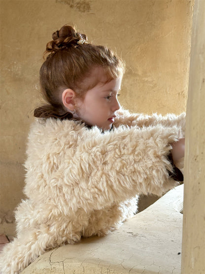 -ショート丈ボアジャケット プードルファー風 モコモコアウター ふわふわ【mh0011438】 - mamahalo shop - ショートコート・ジャケット・ジャンパー -  べビー服 - 子供服 - 男の子 - 女の子