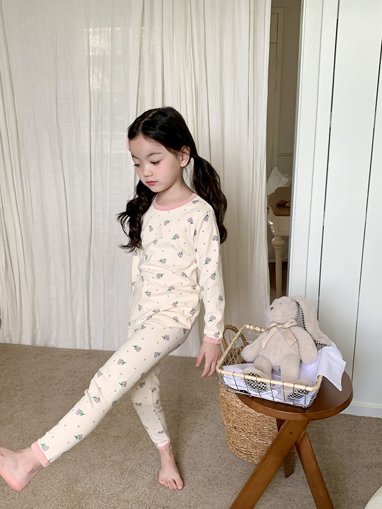 Long Sleeve Printed Pajamas 長袖 プリント パジャマ セット【mh0012243】