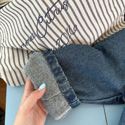 Pantalones vaqueros holgados de pierna cónica para niños【mh0014537】