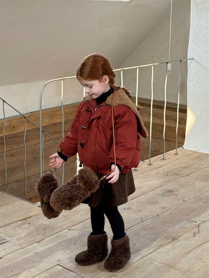 ジャケット 中綿 ボア襟 ダッフル風 トグルボタン ショート丈 アウター【mh0011615】