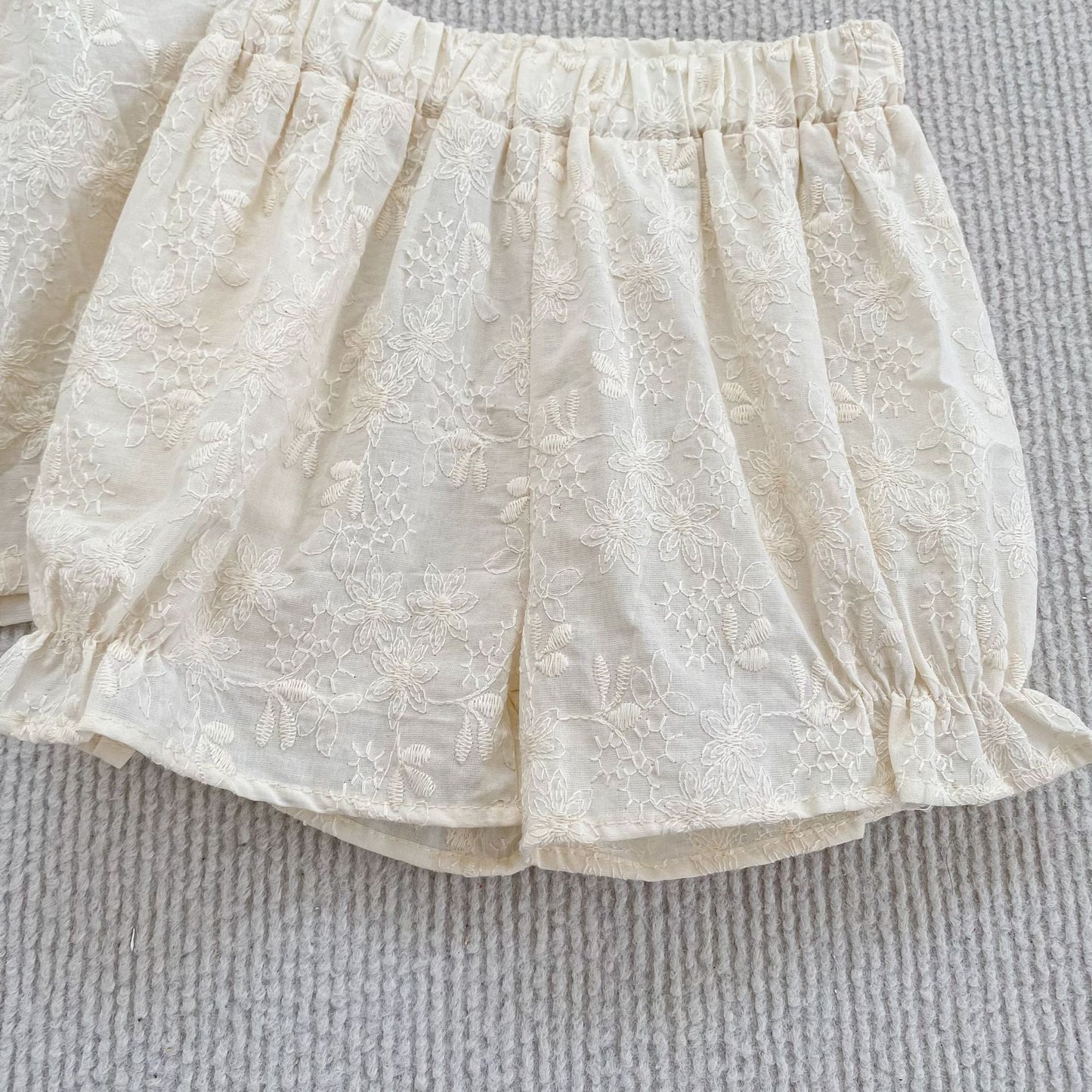 Embroidered Ruffle Romper And Blouse Shorts フリル ロンパース ブラウス ショートパンツ【mh0013163】