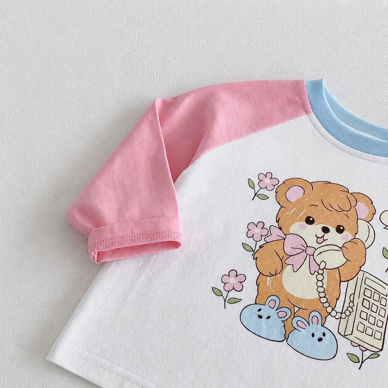 キッズ キャラクタープリント 配色ラグラン 長袖Tシャツ【mh0014040】
