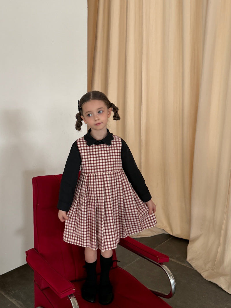 Kids Ruffled Collar Front Button Long Sleeve Shirt