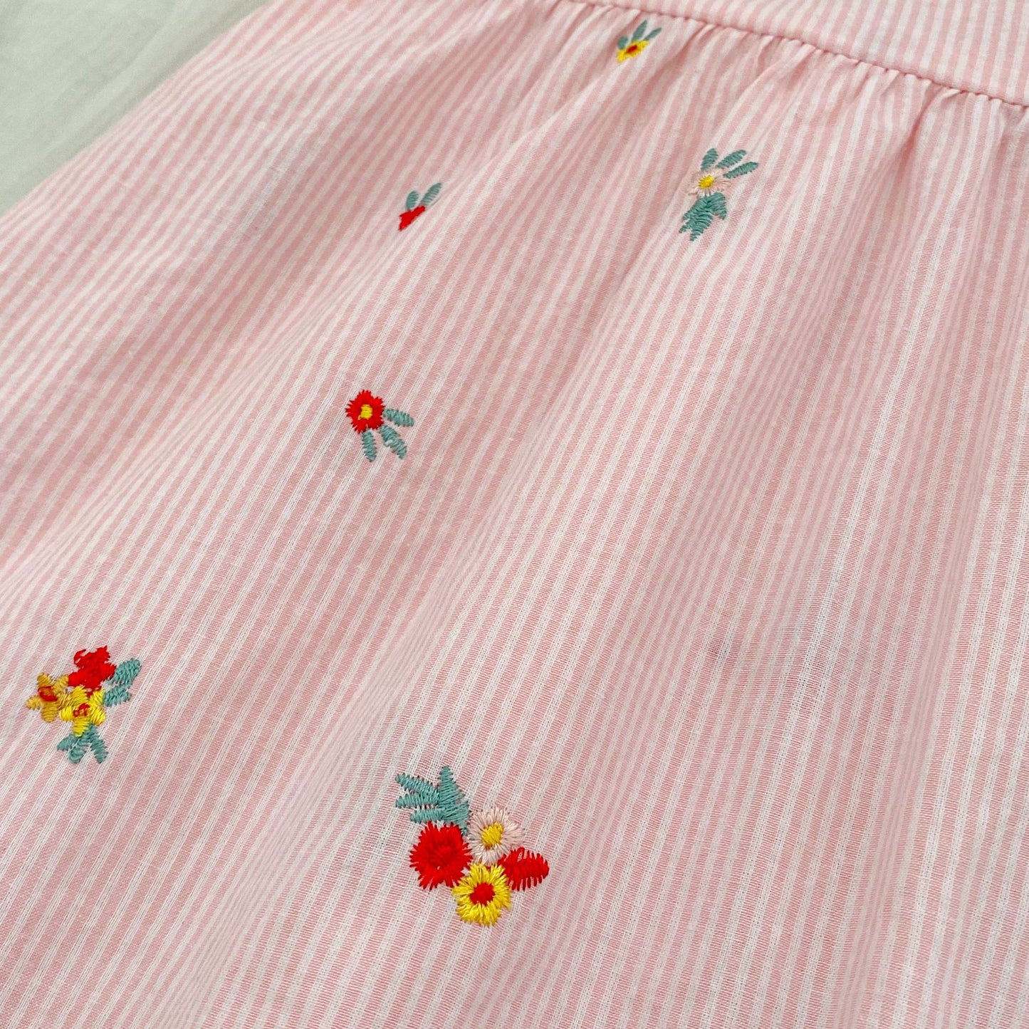 Stripe Embroidery Romper Dress Mono-vestido con bordados de rayas [mh0013168]