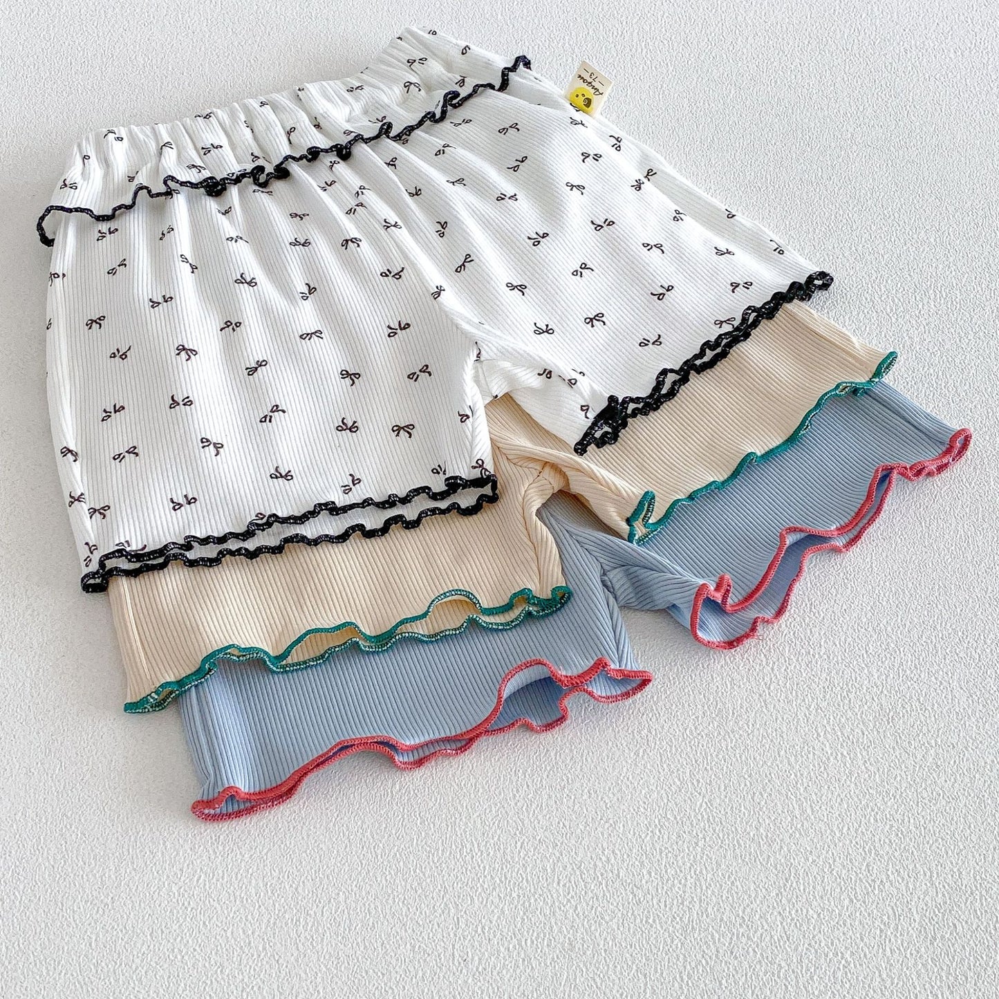 Ribbon Scalloped Collar Set-up リボン柄 セーラー襟 半袖セットアップ【mh0012703】