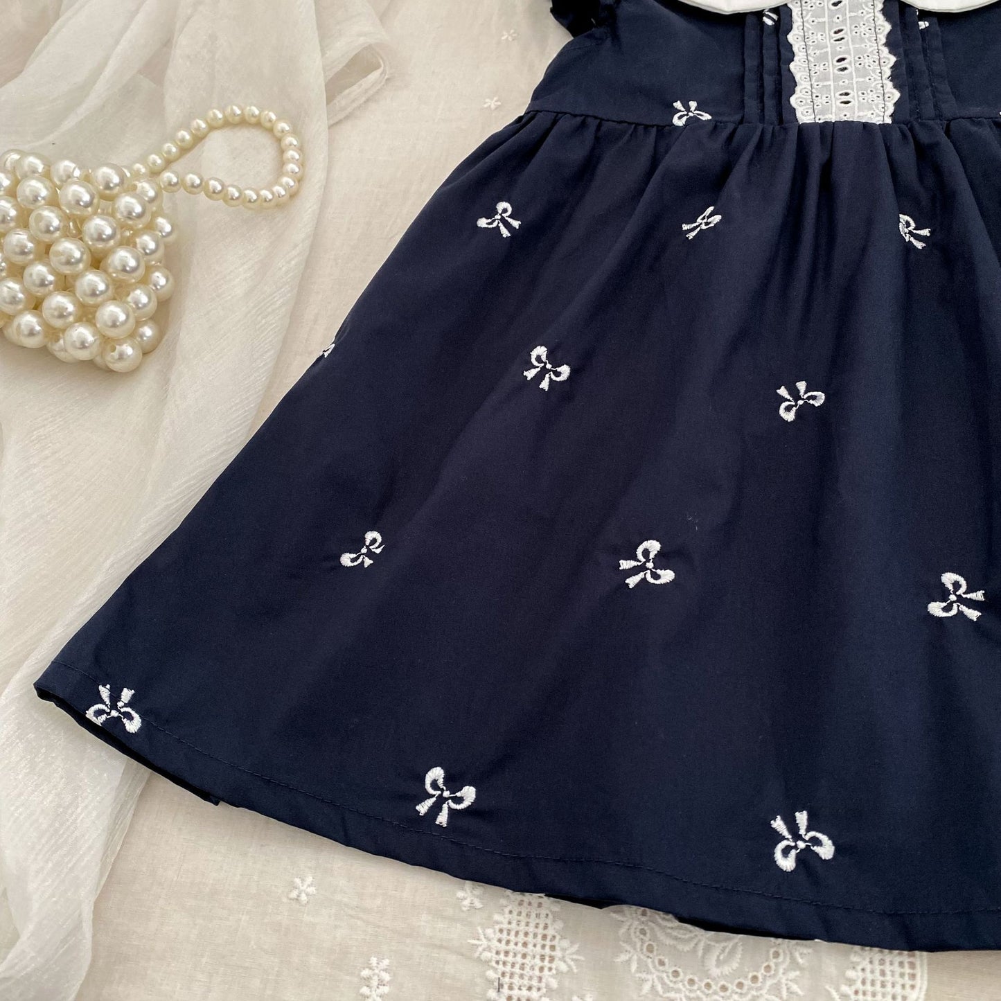 Bow Embroidery Ruffle Romper Dress ラッフル ロンパース ワンピース【mh0013161】