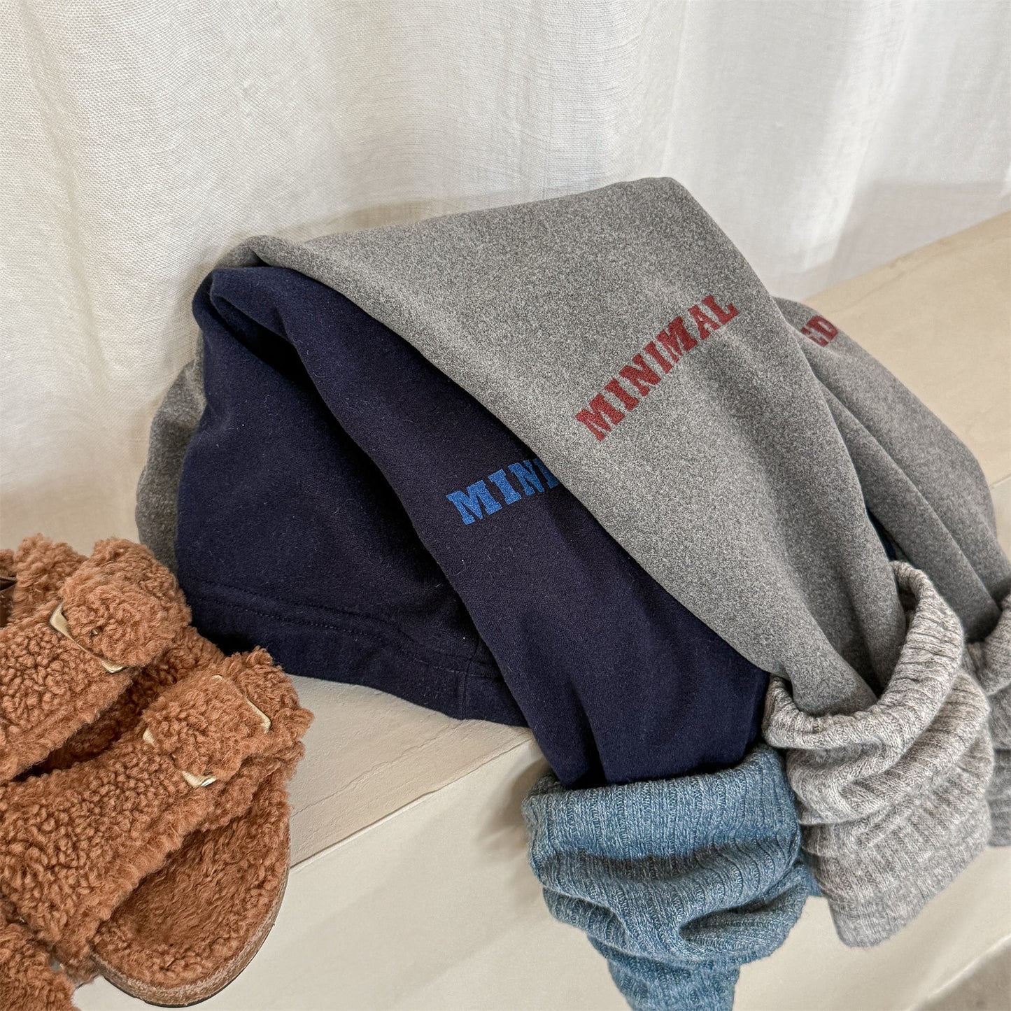 レギンスパンツ 裏起毛 ロゴ刺繍 ドッキング リブ ボトムス【mh0011611】