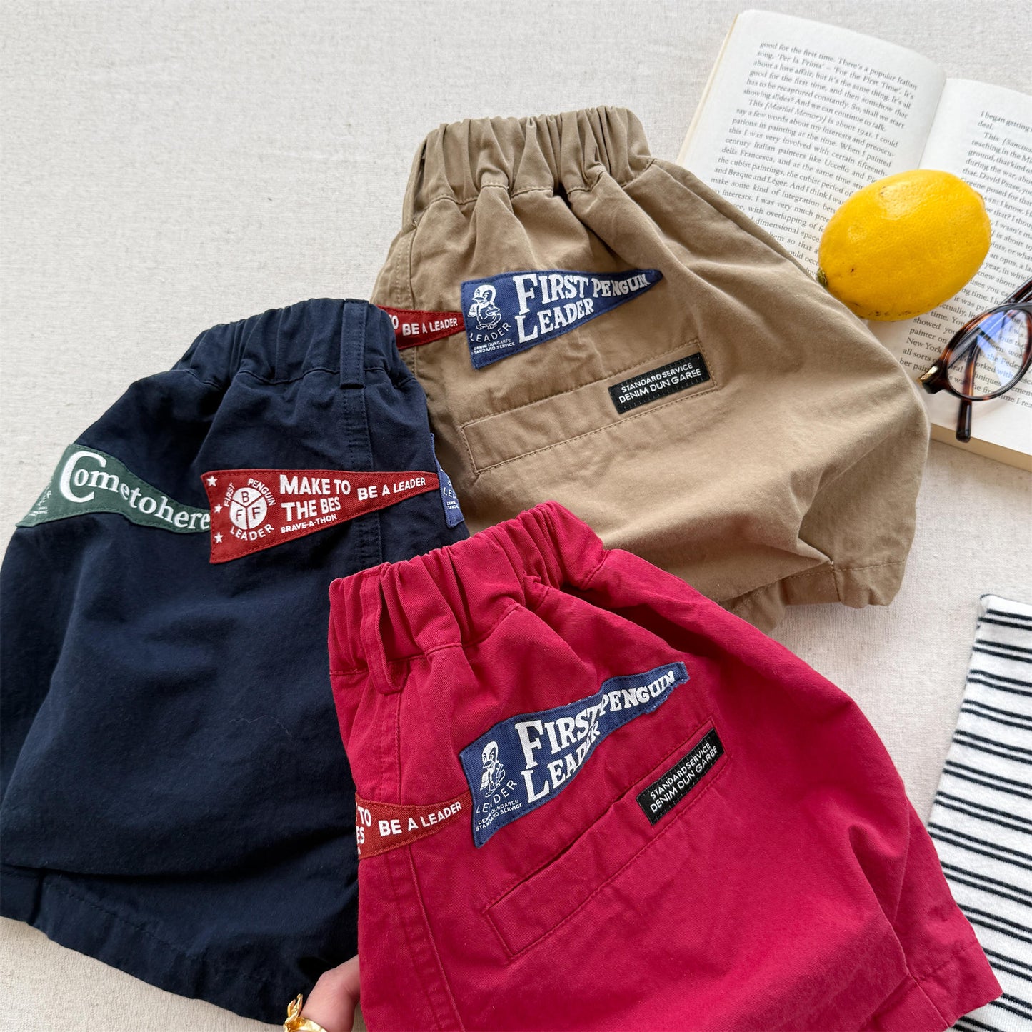 Pennant Patch Graphic Cotton Shorts ワッペン ショートパンツ【mh0012650】
