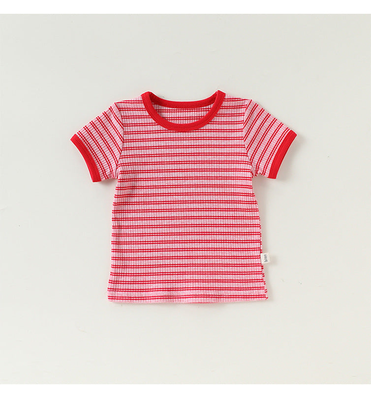Striped Tee & Shorts Set ボーダー 半袖Tシャツ ショートパンツ セット【mh0013033】
