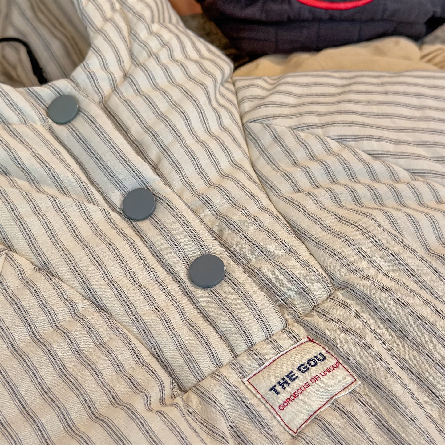 パフジャケット フーディ ストライプ プルオーバー アウター 中綿【mh0011613】