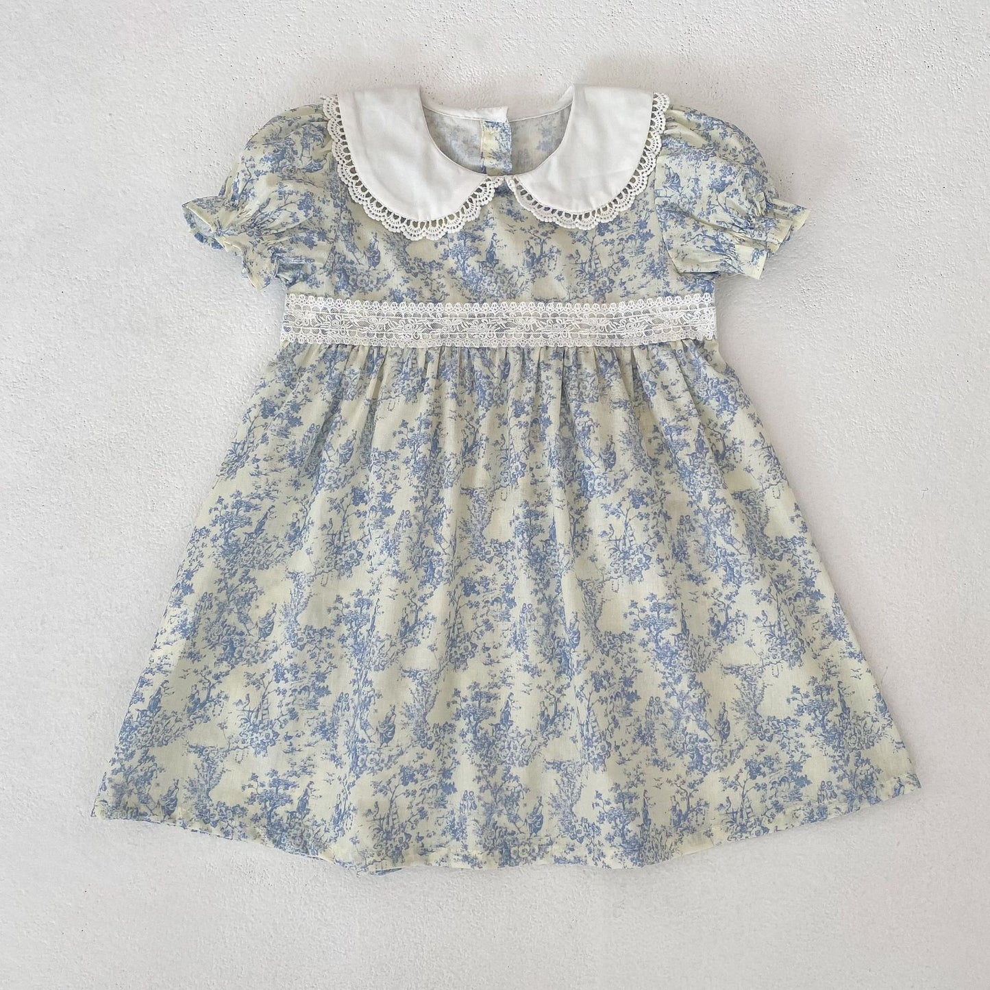 Floral Lace Collar Romper Dress パフスリーブ ロンパース 半袖ワンピース【mh0013164】