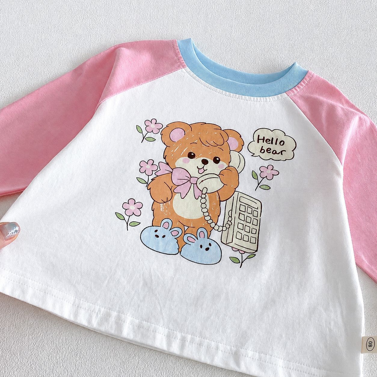 キッズ キャラクタープリント 配色ラグラン 長袖Tシャツ【mh0014040】