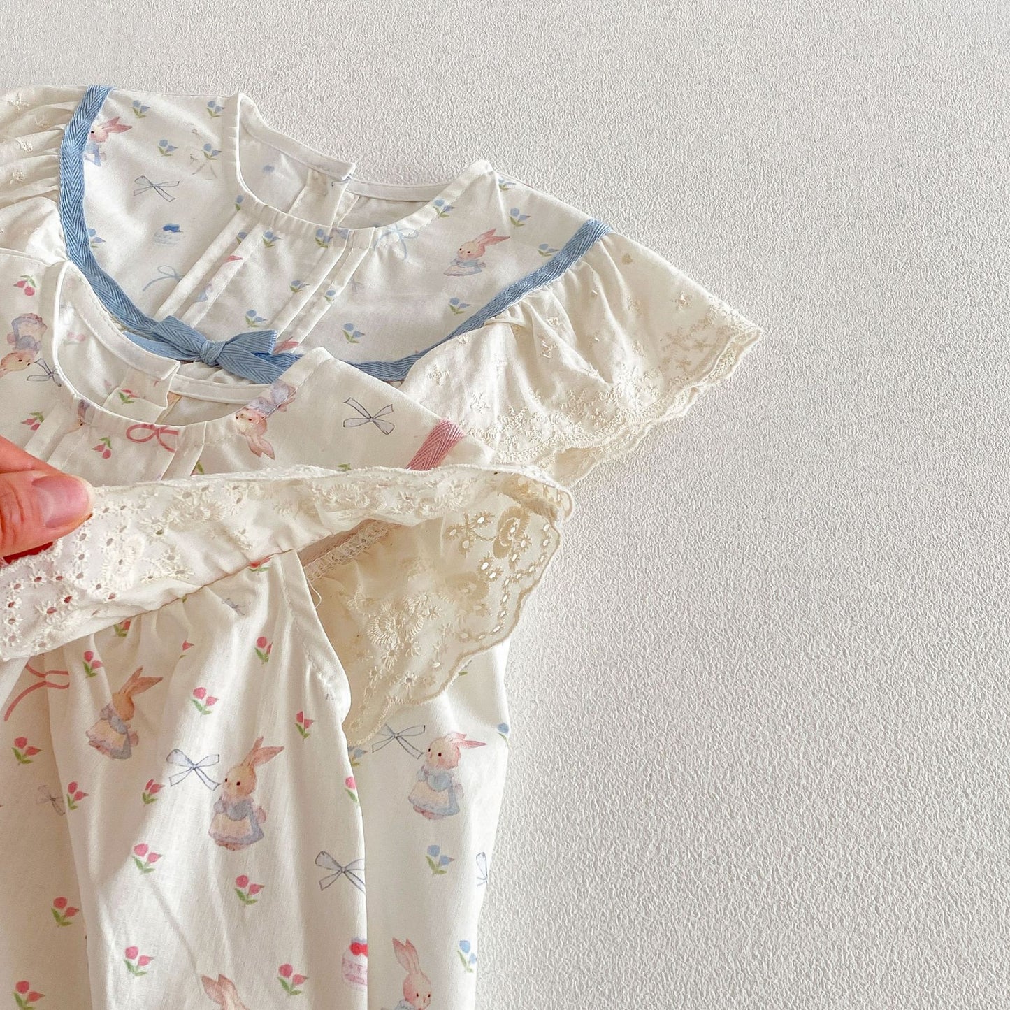 Rabbit Floral Lace Collar Dress ウサギ 花柄 レース襟 ノースリーブ ワンピース【mh0012711】