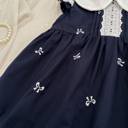 Bow Embroidery Ruffle Romper Dress ラッフル ロンパース ワンピース【mh0013161】