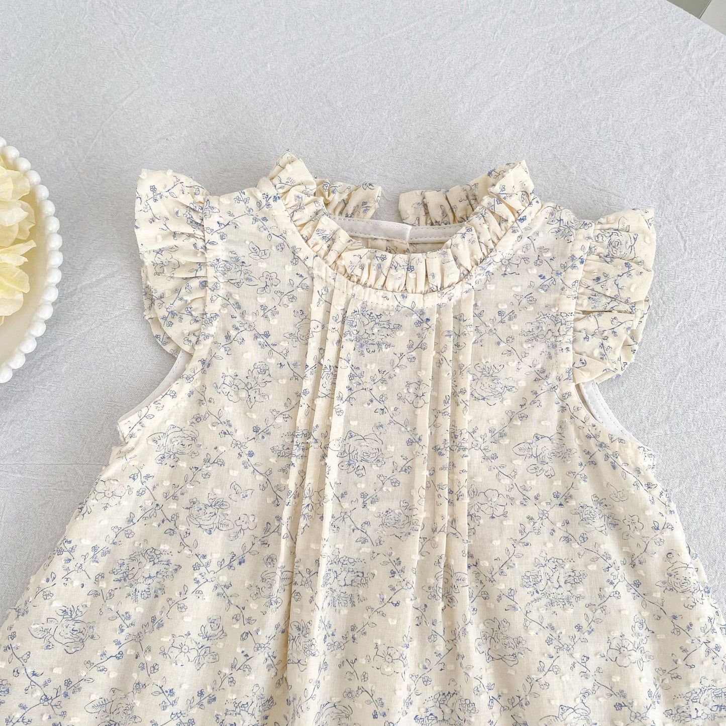 Floral Ruffle Sleeveless Romper Dress フリル ノースリーブロンパース ミモレ丈ワンピース【mh0013157】