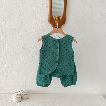 Polka Dot Sleeveless Set-up ドット柄 ノースリーブ セットアップ【mh0012724】