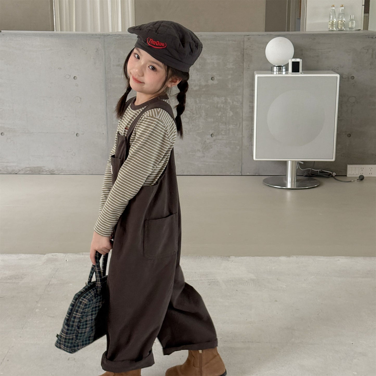 Kids' Polka Dot & Check Pocket Overalls [mh0014053]